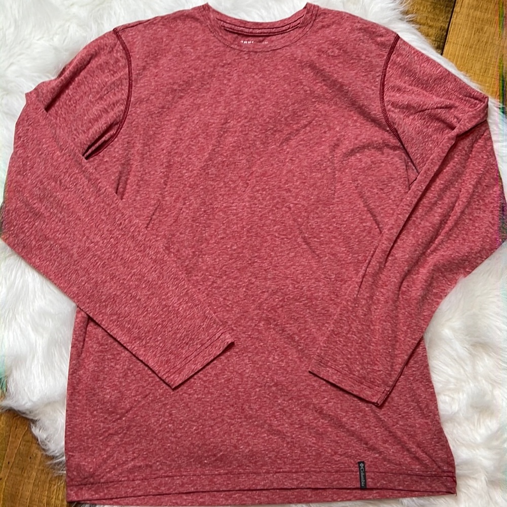 Columbia Omni wick Heather red long sleeve shirt size med